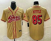 Men's San Francisco 49ers #85 George Kittle Gold Color Rush With Patch Cool Base Stitched Baseball Jersey,baseball caps,new era cap wholesale,wholesale hats
