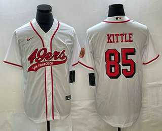 Men's San Francisco 49ers #85 George Kittle White Color Rush With Patch Cool Base Stitched Baseball Jersey