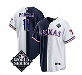 Men's Texas Rangers & Cowboys #11 Micah Parsons Navy White Splite 2023 World Series Splite Stitched Baseball Jersey Dzhi,baseball caps,new era cap wholesale,wholesale hats