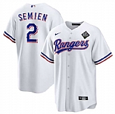 Men's Texas Rangers #2 Marcus Semien 2023 White World Series Stitched Baseball Jersey Dzhi,baseball caps,new era cap wholesale,wholesale hats