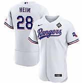 Men's Texas Rangers #28 Jonah Heim White 2023 World Series Flex Base Stitched Baseball Jersey Dzhi,baseball caps,new era cap wholesale,wholesale hats