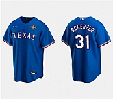 Men's Texas Rangers #31 Max Scherzer Royal 2023 World Series Stitched Baseball Jersey Dzhi,baseball caps,new era cap wholesale,wholesale hats