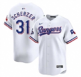 Men's Texas Rangers #31 Max Scherzer White 2023 World Series Champions Stitched Baseball Jersey Dzhi,baseball caps,new era cap wholesale,wholesale hats