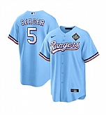 Men's Texas Rangers #5 Corey Seager Blue 2023 World Series Stitched Baseball Jersey Dzhi,baseball caps,new era cap wholesale,wholesale hats