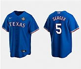Men's Texas Rangers #5 Corey Seager Royal 2023 World Series Stitched Baseball Jersey Dzhi,baseball caps,new era cap wholesale,wholesale hats