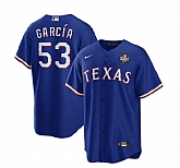 Men's Texas Rangers #53 Adolis Garcia Royal 2023 World Series Stitched Baseball Jersey Dzhi,baseball caps,new era cap wholesale,wholesale hats