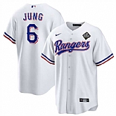 Men's Texas Rangers #6 Josh Jung 2023 White World Series Stitched Baseball Jersey Dzhi,baseball caps,new era cap wholesale,wholesale hats