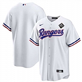 Men's Texas Rangers Blank White 2023 World Series Stitched Baseball Jersey Dzhi,baseball caps,new era cap wholesale,wholesale hats