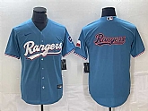 Men's Texas Rangers Blue Team Big Logo With Patch Cool Base Stitched Baseball Jersey,baseball caps,new era cap wholesale,wholesale hats