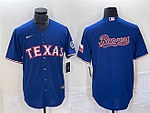Men's Texas Rangers Royal Team Big Logo With Patch Cool Base Stitched Baseball Jersey,baseball caps,new era cap wholesale,wholesale hats