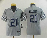Youth Dallas Cowboys #21 Ezekiel Elliott Grey 2019 Inverted Legend Stitched NFL Nike Limited Jersey