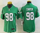 Youth Philadelphia Eagles #98 Jalen Carter Green 2023 FUSE Vapor Limited Throwback Stitched Jersey