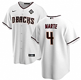 Men's Arizona Diamondbacks #4 Ketel Marte White 2023 World Series Cool Base Stitched Jersey Dzhi,baseball caps,new era cap wholesale,wholesale hats