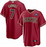 Men's Arizona Diamondbacks #7 Corbin Carroll Red 2023 World Series Cool Base Stitched Jersey Dzhi,baseball caps,new era cap wholesale,wholesale hats