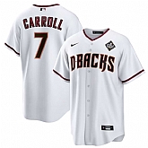 Men's Arizona Diamondbacks #7 Corbin Carroll White 2023 World Series Cool Base Stitched Jersey Dzhi,baseball caps,new era cap wholesale,wholesale hats