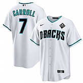 Men's Arizona Diamondbacks #7 Corbin Carroll White 2023 World Series Cool Base Stitched Jerseys Dzhi,baseball caps,new era cap wholesale,wholesale hats