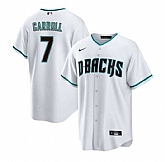 Men's Arizona Diamondbacks #7 Corbin Carroll White Cool Base Stitched Jerseys Dzhi,baseball caps,new era cap wholesale,wholesale hats