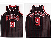 Men's Chicago Bulls #9 Ron Harper Black Pinstriped Jersey
