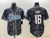 Men's Detroit Lions #16 Jared Goff Grey Camo With Patch Cool Base Baseball Limited Jersey,baseball caps,new era cap wholesale,wholesale hats