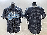 Men's Detroit Lions Blank Grey Camo With Patch Cool Base Baseball Limited Jersey,baseball caps,new era cap wholesale,wholesale hats
