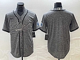 Men's Detroit Lions Blank Grey Gridiron With Patch Cool Base Baseball Limited Jersey,baseball caps,new era cap wholesale,wholesale hats