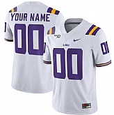 Men's LSU Tigers Custom White With 150th Patch Limited Stitched Jersey