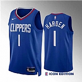 Men's Los Angeles Clippers #1 James Harden Blue Icon Edition Stitched Jersey Dzhi,baseball caps,new era cap wholesale,wholesale hats