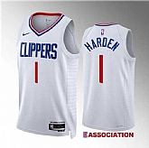 Men's Los Angeles Clippers #1 James Harden White Association Edition Stitched Jersey Dzhi,baseball caps,new era cap wholesale,wholesale hats