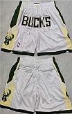 Men's Milwaukee Bucks White Shorts (Run Small),baseball caps,new era cap wholesale,wholesale hats