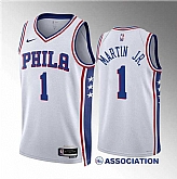 Men's Philadelphia 76ers #1 Kenyon Martin Jr White Association Edition Stitched Jersey Dzhi,baseball caps,new era cap wholesale,wholesale hats