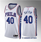 Men's Philadelphia 76ers #40 Nicolas Batum White Association Edition Stitched Jersey Dzhi