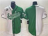 Men's Philadelphia Eagles Blank Green White Split With 3-star C Patch Cool Base Baseball Limited Jersey,baseball caps,new era cap wholesale,wholesale hats