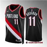 Men's Portland Trail Blazers #11 Malcolm Brogdon Black Icon Edition Stitched Jersey Dzhi