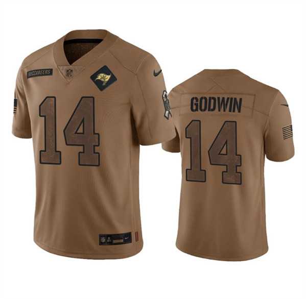 Men's Tampa Bay Buccaneers #14 Chris Godwin 2023 Brown Salute To Service Limited Jersey Dyin