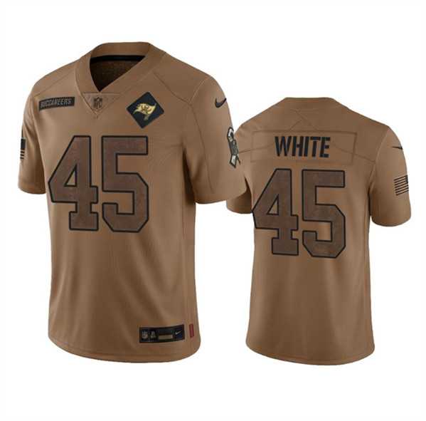 Men's Tampa Bay Buccaneers #45 Devin White 2023 Brown Salute To Service Limited Jersey Dyin
