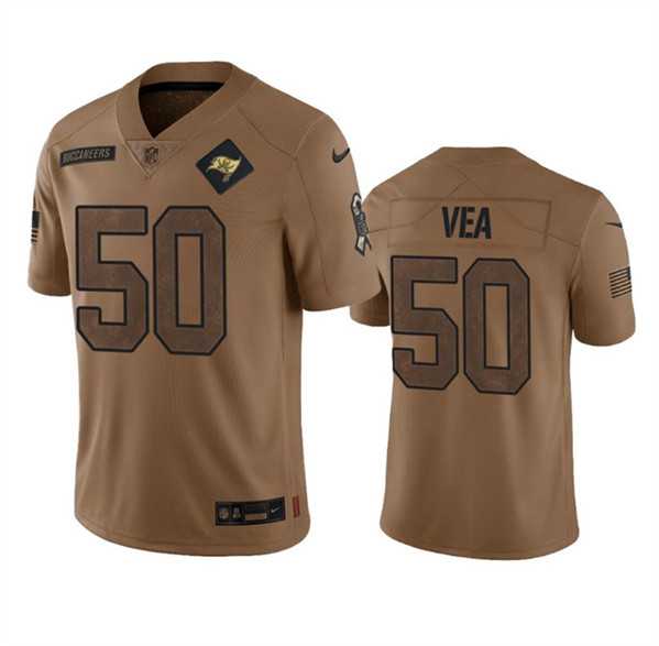 Men's Tampa Bay Buccaneers #50 Vita Vea 2023 Brown Salute To Service Limited Jersey Dyin