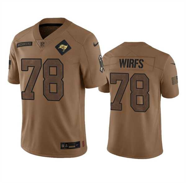 Men's Tampa Bay Buccaneers #78 Tristan Wirfs 2023 Brown Salute To Service Limited Jersey Dyin