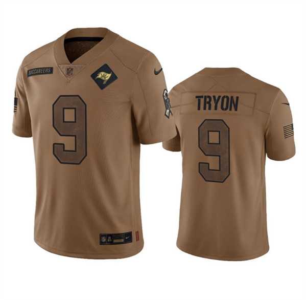 Men's Tampa Bay Buccaneers #9 Joe Tryon 2023 Brown Salute To Service Limited Jersey Dyin