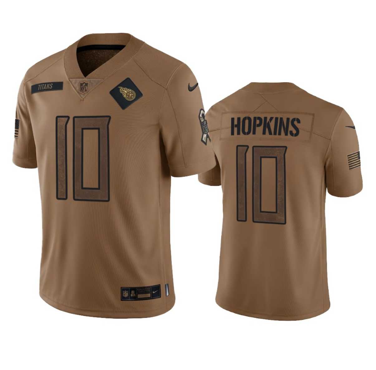 Men's Tennessee Titans #10 DeAndre Hopkins 2023 Brown Salute To Service Limited Jersey Dyin