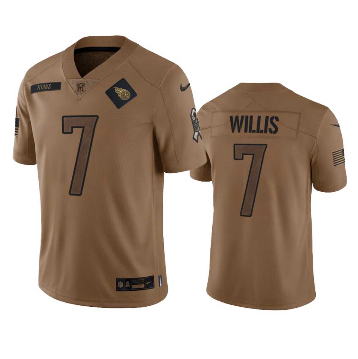 Men's Tennessee Titans #7 Malik Willis 2023 Brown Salute To Service Limited Jersey Dyin