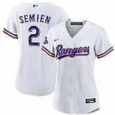 Women's Texas Rangers #2 Marcus Semien White 2023 World Series Champions Stitched Jersey(Run Small) Dzhi,baseball caps,new era cap wholesale,wholesale hats