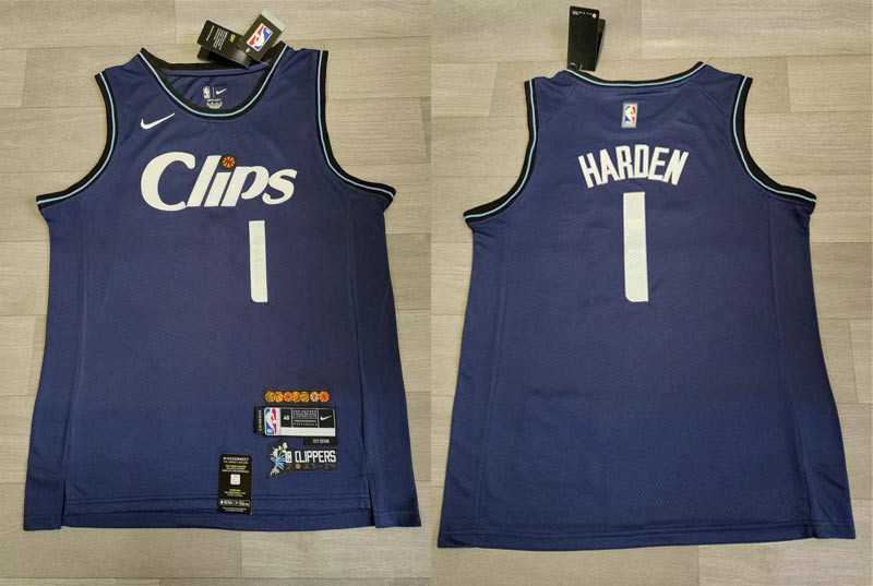 Clippers 1 James Harden Navy Nike 2023-24 City Edition Swingman Jersey