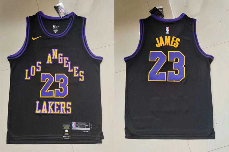 Lakers 23 LeBron James Black Nike 2023-24 City Edition Swingman Jersey
