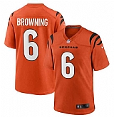 Men & Women & Youth Cincinnati Bengals #6 Jake Browning Orange Stitched Game Jersey