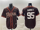 Men's Cleveland Browns #95 Myles Garrett Brown With Patch Cool Base Stitched Baseball Jersey,baseball caps,new era cap wholesale,wholesale hats