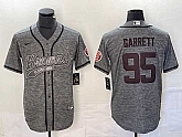 Men's Cleveland Browns #95 Myles Garrett Gray With Patch Cool Base Stitched Baseball Jersey,baseball caps,new era cap wholesale,wholesale hats
