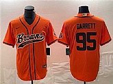 Men's Cleveland Browns #95 Myles Garrett Orange With Patch Cool Base Stitched Baseball Jersey,baseball caps,new era cap wholesale,wholesale hats