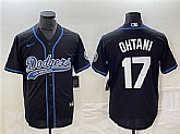 Men's Los Angeles Dodgers #17 Shohei Ohtani Black Cool Base With Patch Stitched Baseball Jersey,baseball caps,new era cap wholesale,wholesale hats