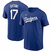 Men's Los Angeles Dodgers #17 Shohei Ohtani Blue 2024 Fuse Name & Number T-Shirt