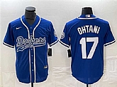 Men's Los Angeles Dodgers #17 Shohei Ohtani Blue Cool Base With Patch Stitched Baseball Jersey,baseball caps,new era cap wholesale,wholesale hats
